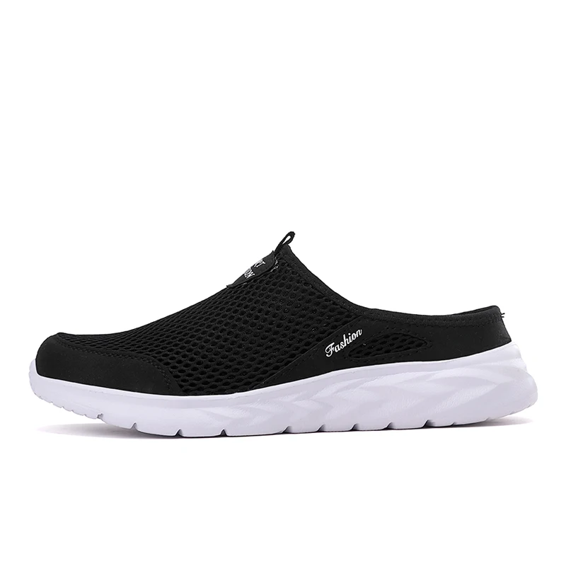 Plus Size 39- 47 Summer Men Half Slippers Lightweight Casual Shoes Outdoor Male Flat Slippers Anti-slip Mesh Slip on Loafers
