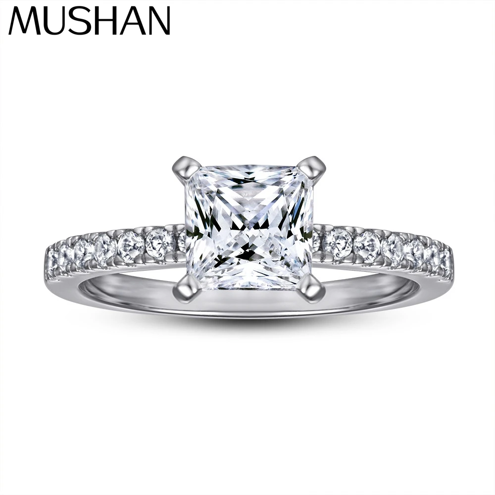 MuShan Jewelry 925 Sterling Silver Ring Wedding Band High Carbon Diamond Party Cocktail Christmas Gift Women Rings Fine Jewelry