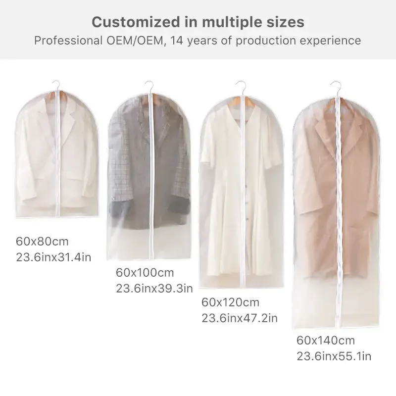 1/3/5/10PCS Washable Clothes Hanging Dust Cover  Wedding Dress Cover Suit Coat Storage Bag  Wardrobe Hanging Clothing Organizers