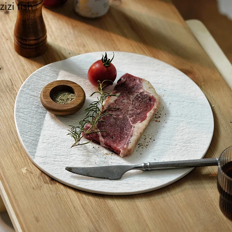 

Irregular Ceramic Steak Plate Dessert Plate Cake Plate Sushi Plates Stone Patterned Flat Plates Molecular Cuisine Tableware