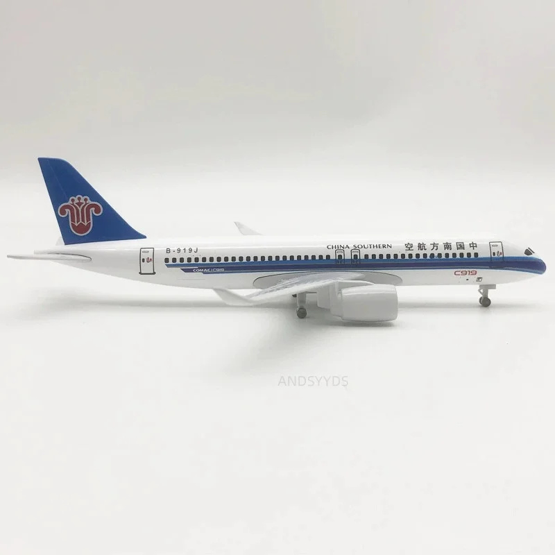 20cm Simulation C919 Air China Southern Aircraft Models 1/400 Scale Metal Diecast Airplanes With Wheels Stand Bedroom Decor Gift