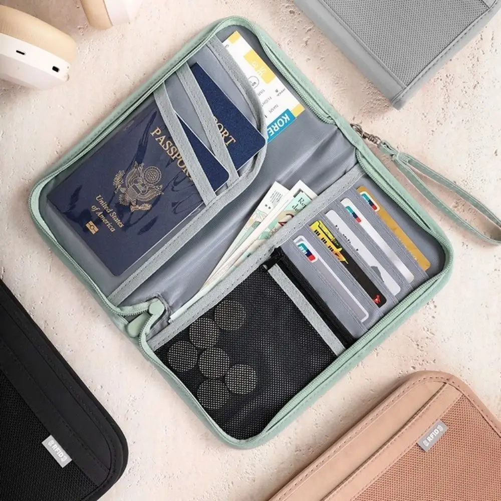 Multifunctional Card Holder Anti Theft with Zipper Travel Wallet Large Capacity Protective Cover ID Card Protector
