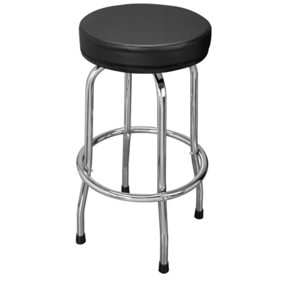 

ATRP6185B-1 Swivel Bar Stool: Padded Garage/Shop Seat with Chrome Plated Legs, Black