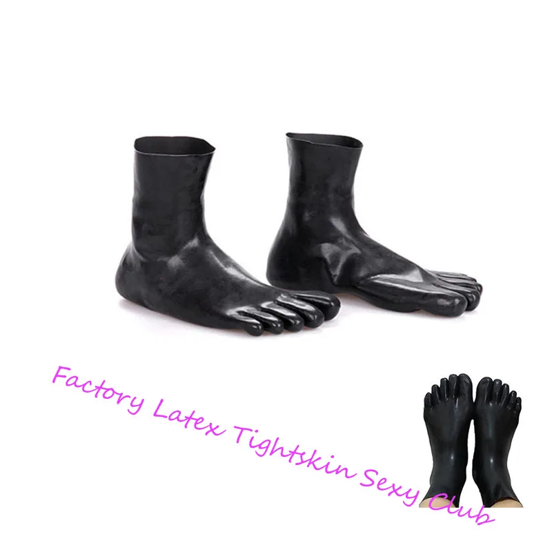 Unisex 5 Toes Latex Socks Short Ankle Fetish for Men Women Wear with Handmade Rubber BodySuit Hood Black ,Red Transparent Flesh