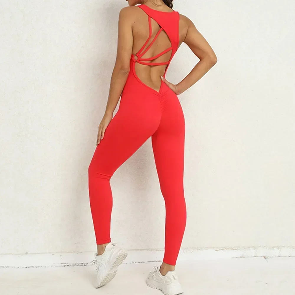 Mode Sexy Holle Scrunch Apen Vrouwen Gym Sport Jumpsuit Verhoogt Butt Wit Zwart Vrouwelijke Yoga Fitness Overalls Zomeroutfits