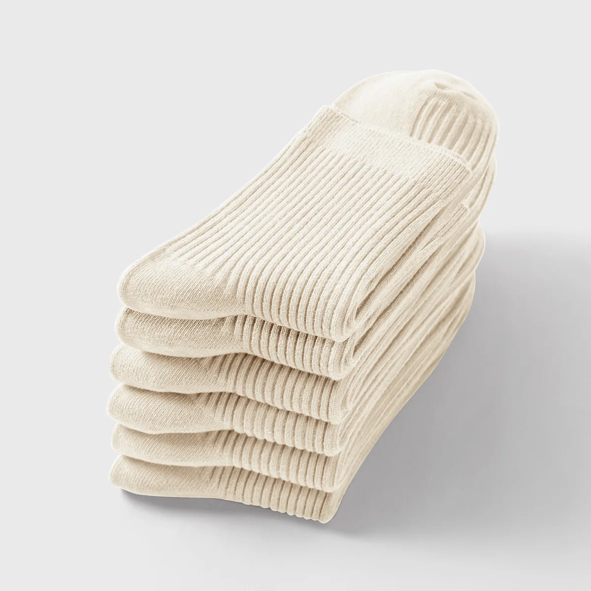 Calzini in cotone per uomo e donna in paia di metà polpaccio pettinati color bianco sporco e crema Versatili per le tendenze primaverili e autunnali