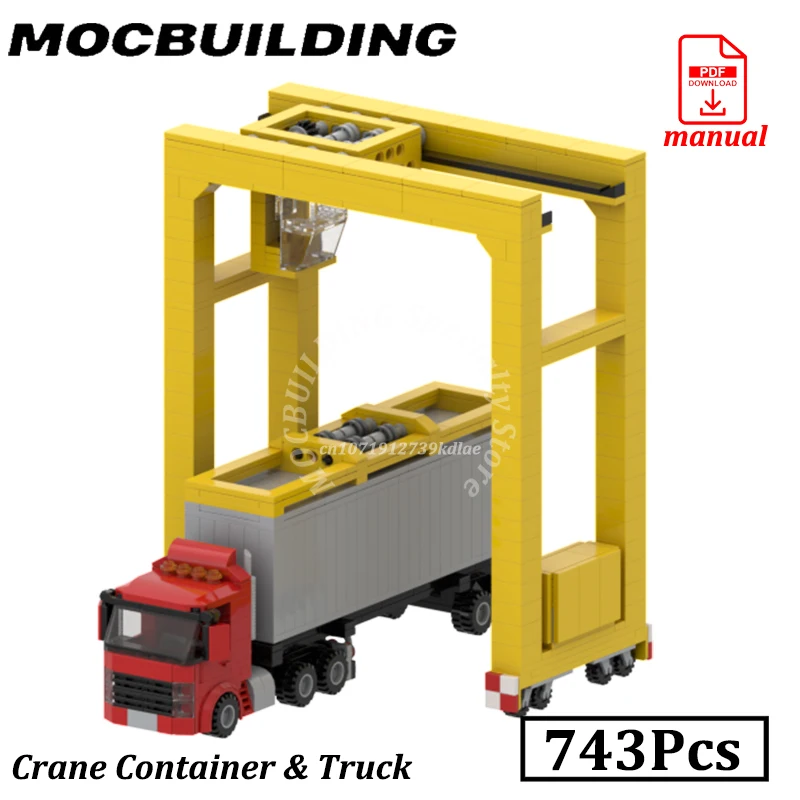 

Container Gantry Crane City Street View Semi-Truck Car Model MOC Building Blocks Construction Toys Gift