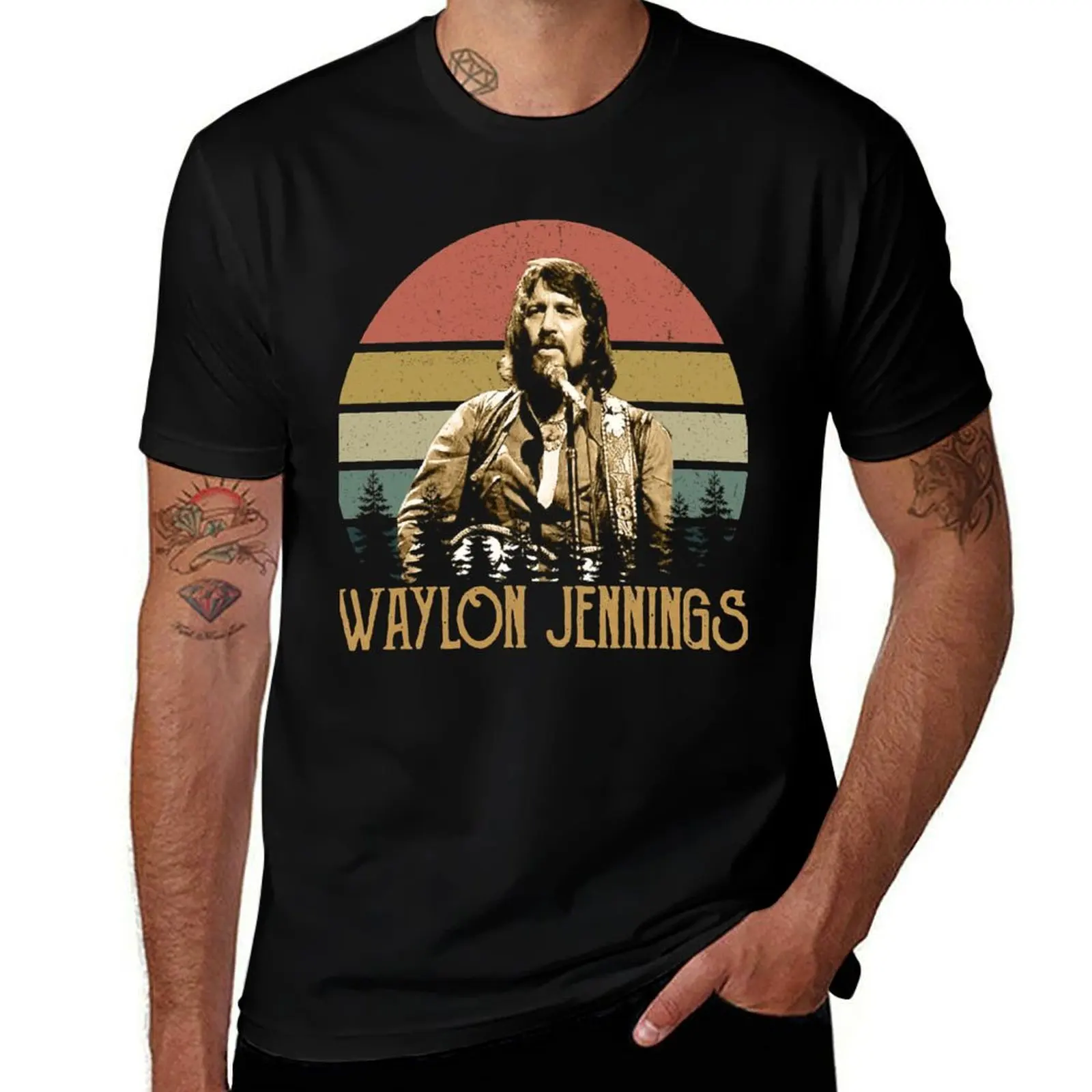 Lover Gifts Lover Vintage Retro Waylon Jennings Gift For Movie Fans T-Shirt Sweat Absorbing Sports Tee Shirt T-Shirt