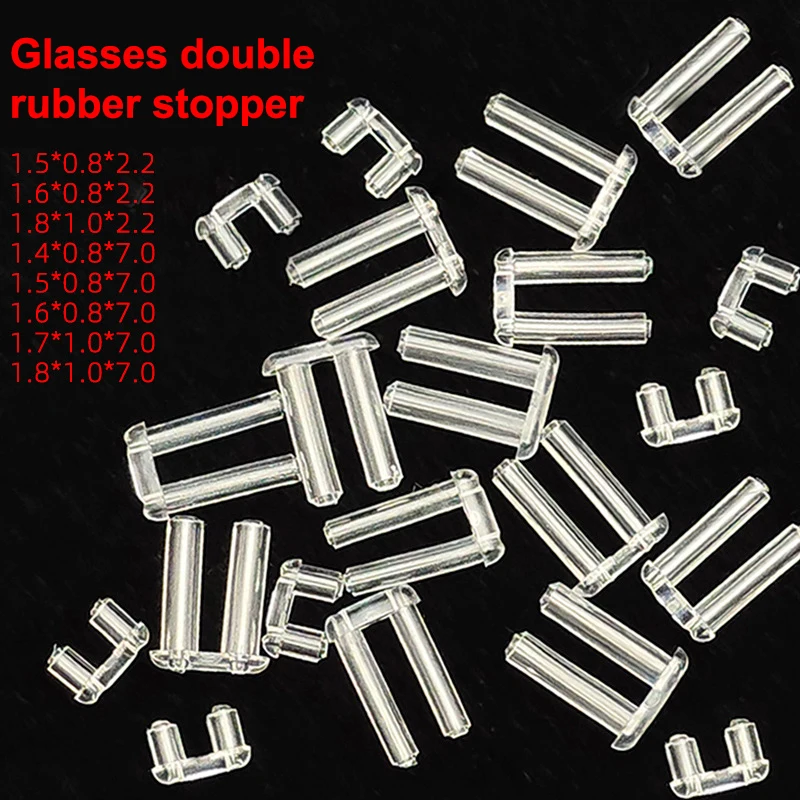 100Pcs 7mm/2.2mm Length Rimless Glasses Double Rubber Plug Lock Buckle For Prescription Glass Glasses Equipment Accessories