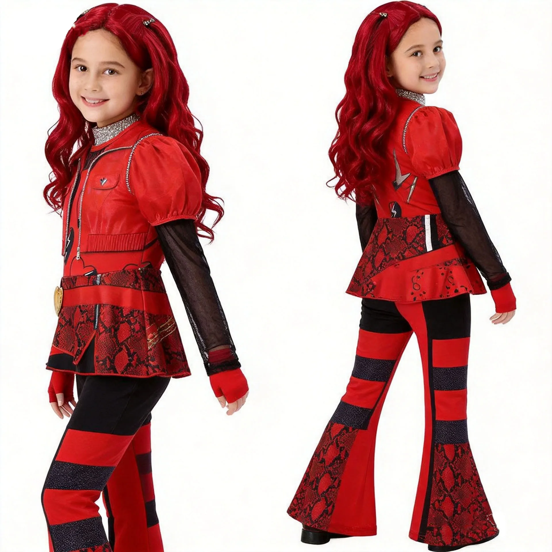The Rise of Red Costume D-Descendants 4 Halloween Dress Up Cosplay Girls Leather Suit Birthday Party Halloween Costume