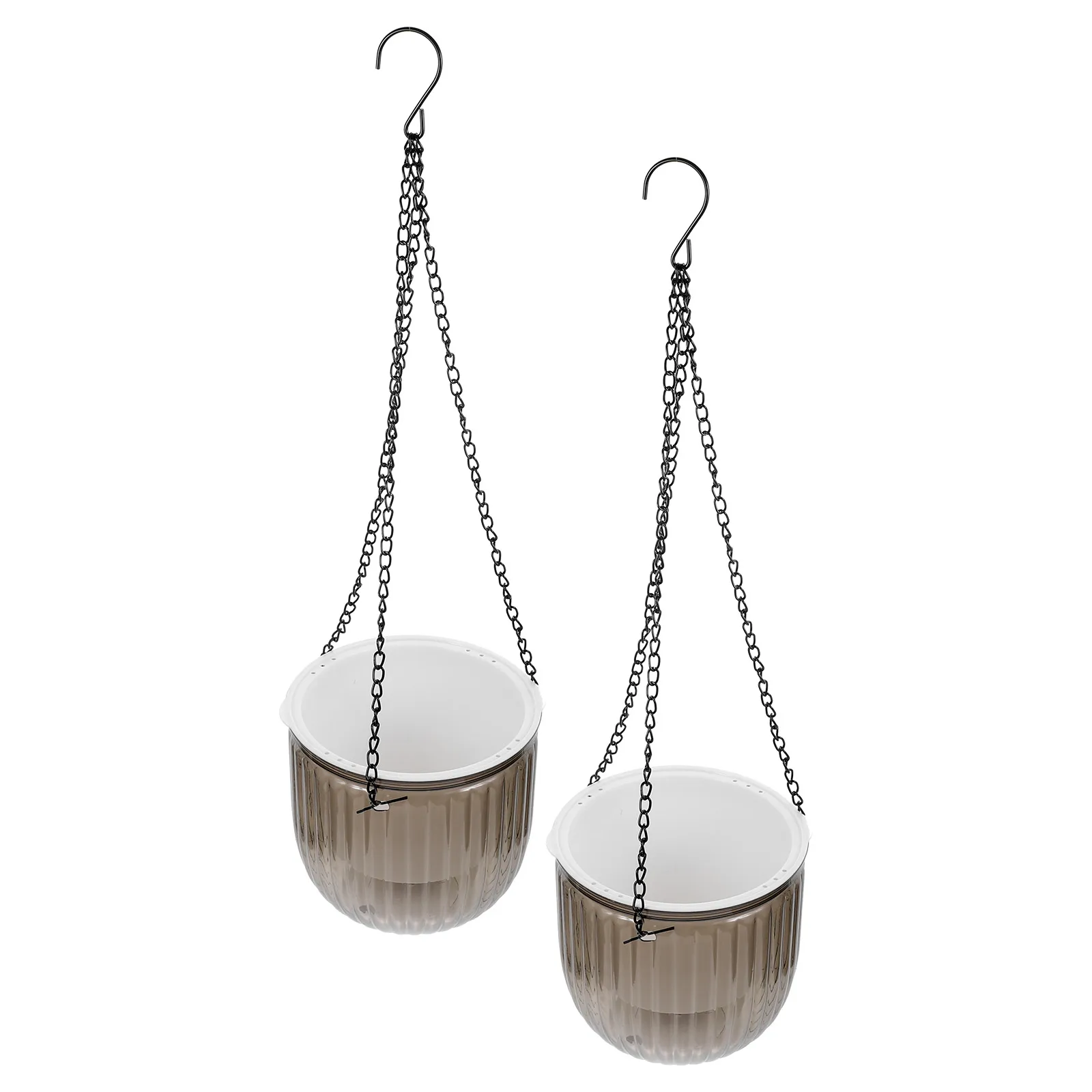 

2pcs Large Diameter Self Watering Hanging Planter 165mm Removable Chains Flower Vase Plant Pot