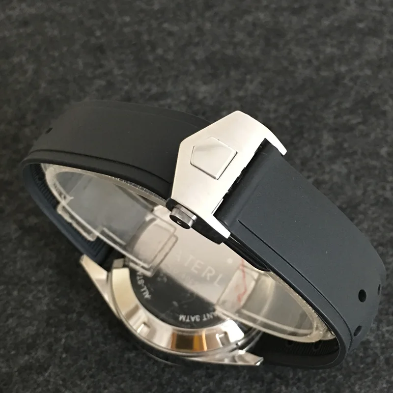 นาฬิกานาฬิกาผู้ชาย Chronograph ควอตซ์นาฬิกาสแตนเลสกีฬานาฬิกาข้อมือสำหรับผู้ชายสีดำ Tali Jam Tangan Karet นาฬิกาข้อมือ