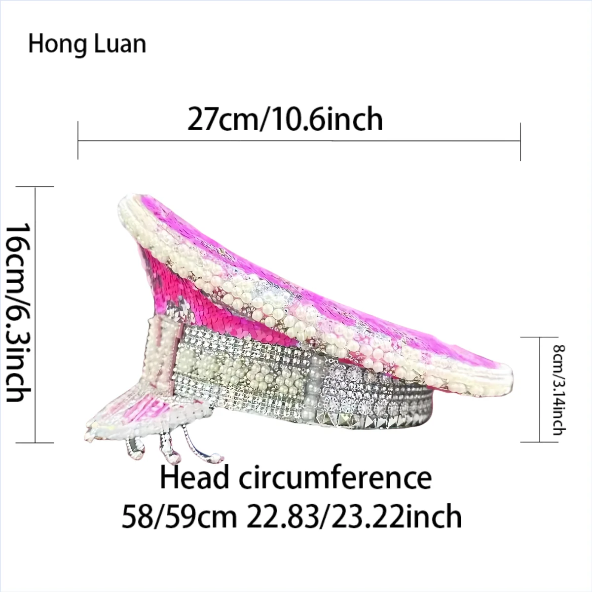 หมวกกัปตันหนังสีเหลืองเลเซอร์ HongLuan ประดับคริสตัลและหมวกทหารสำหรับผู้หญิง อุปกรณ์เสริมสำหรับงานเทศกาลดนตรีและหมวกปาร์ตี้สำหรับผู้ชาย