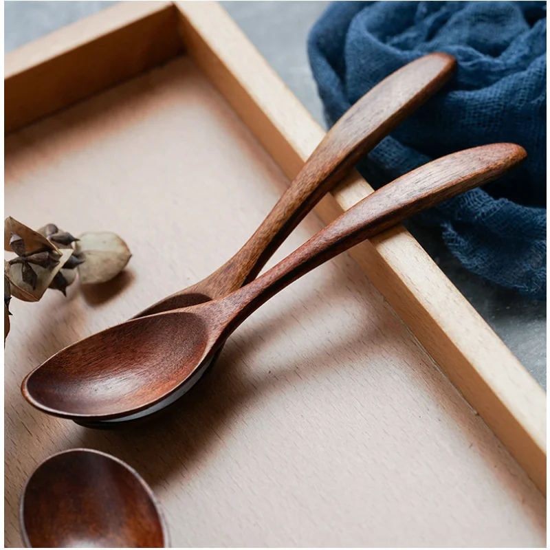 Wooden Retro Minimalist Tableware Spoon Anti Scalding Coffee Stirring Spoon Kitchen Cooking Utensils Tools Rice Soup Tea Spoon