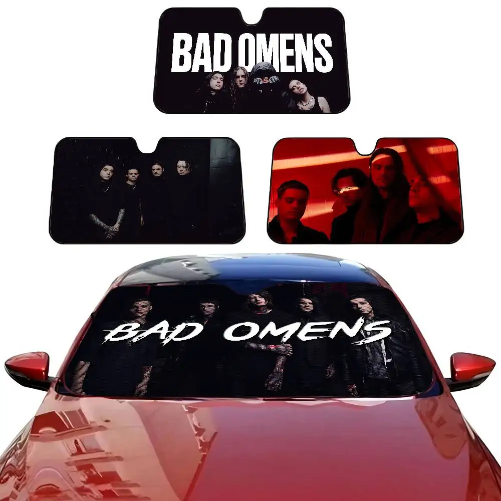 Rock Band B-Bad O-Omens Foldable Front Windshield Sunshade 70x130cm Anime Cartoon Foils Car Sun Visor Sun Shade Protect
