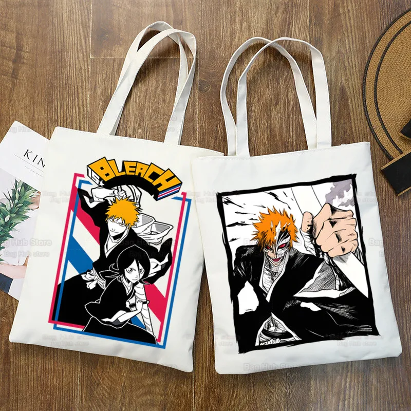 Bleach Anime Shopper Bags Shopping Bag Tote Bag Kurosaki Ichigo Japanese Shoulder Bag Canvas Bags Large Capacity College Handbag