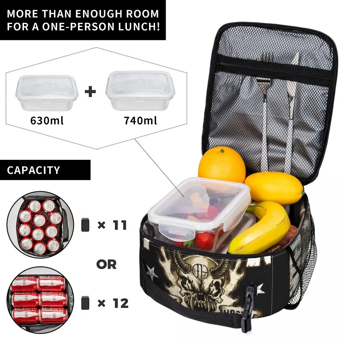 Pantera borse per il pranzo con isolamento termico del cranio ostential per Picnic Heavy Metal Band Portable Bento Box Cooler Thermal Food Box