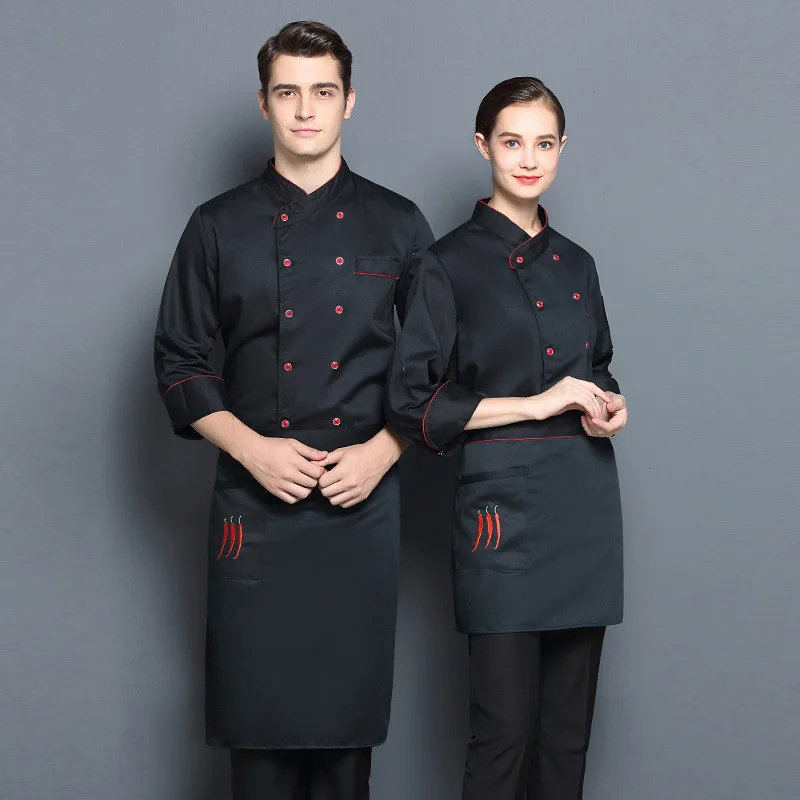 Hotel Uniform Long Sleeve Autumn and Winter Clothes Western Cafeteria Restaurant Kitchen Chef Overalls Men's Wor