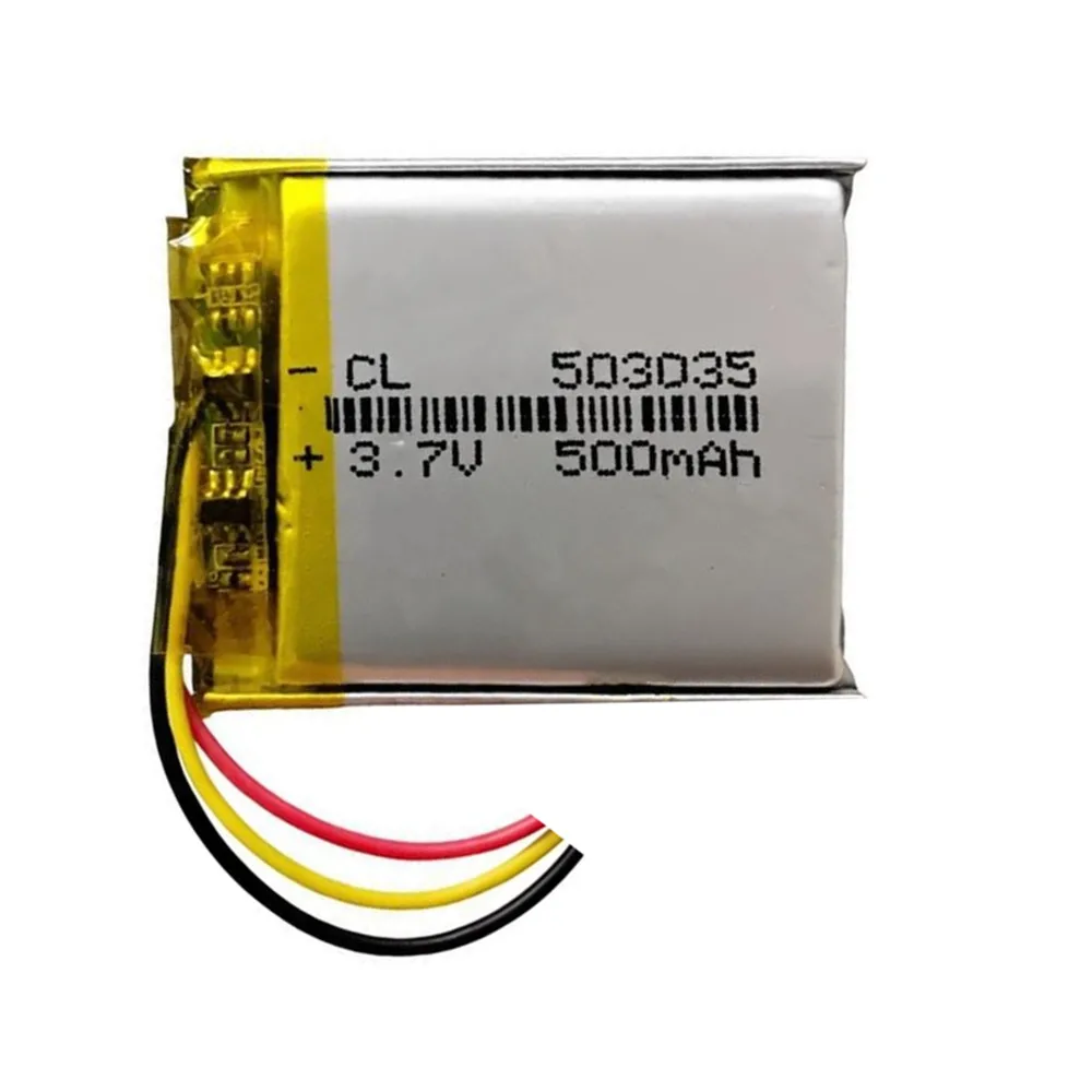 1-10PCS 503035 3.7V 500mAh Polymer Lithium Rechargeable Battery 3 Wires for DVD Navigation GPS Smart Band Audio Speaker Headset