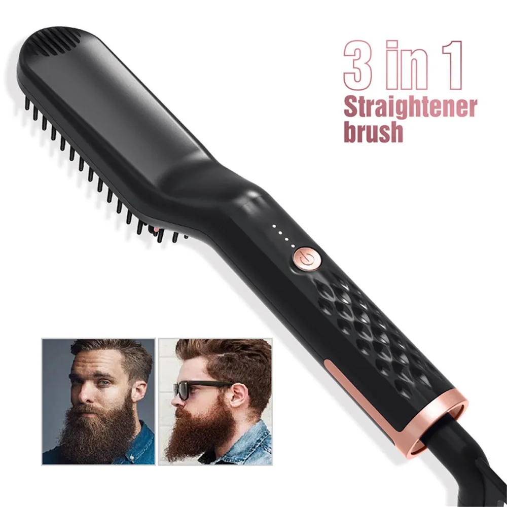 

Beard Straightener Multifunctional Hair Comb Brush Hair Straightening Irons Beard Grooming kit hair Curler Men Styling Tools