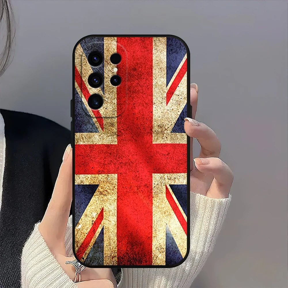 Union Jack British England UK Flag Phone Case For Samsung Galaxy A54 A71 A72 A73 S22 S23 Ultra Black Soft Silicone Cover