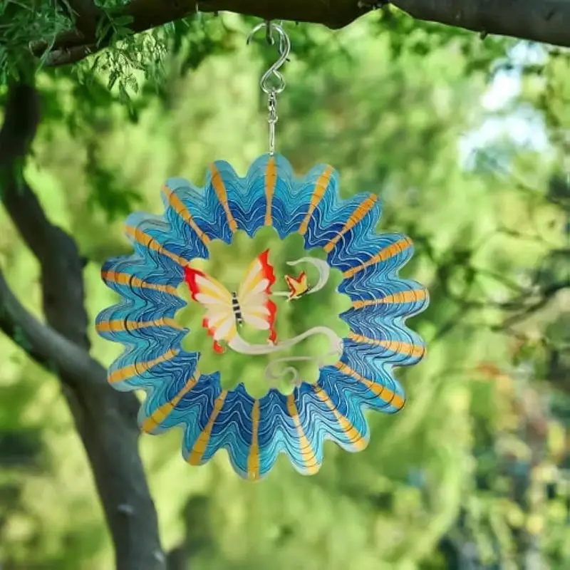 

Flowing Butterfly Wind Spinner 3D Rotating Wind Chimes Pendant Yard Garden Hanging Decor