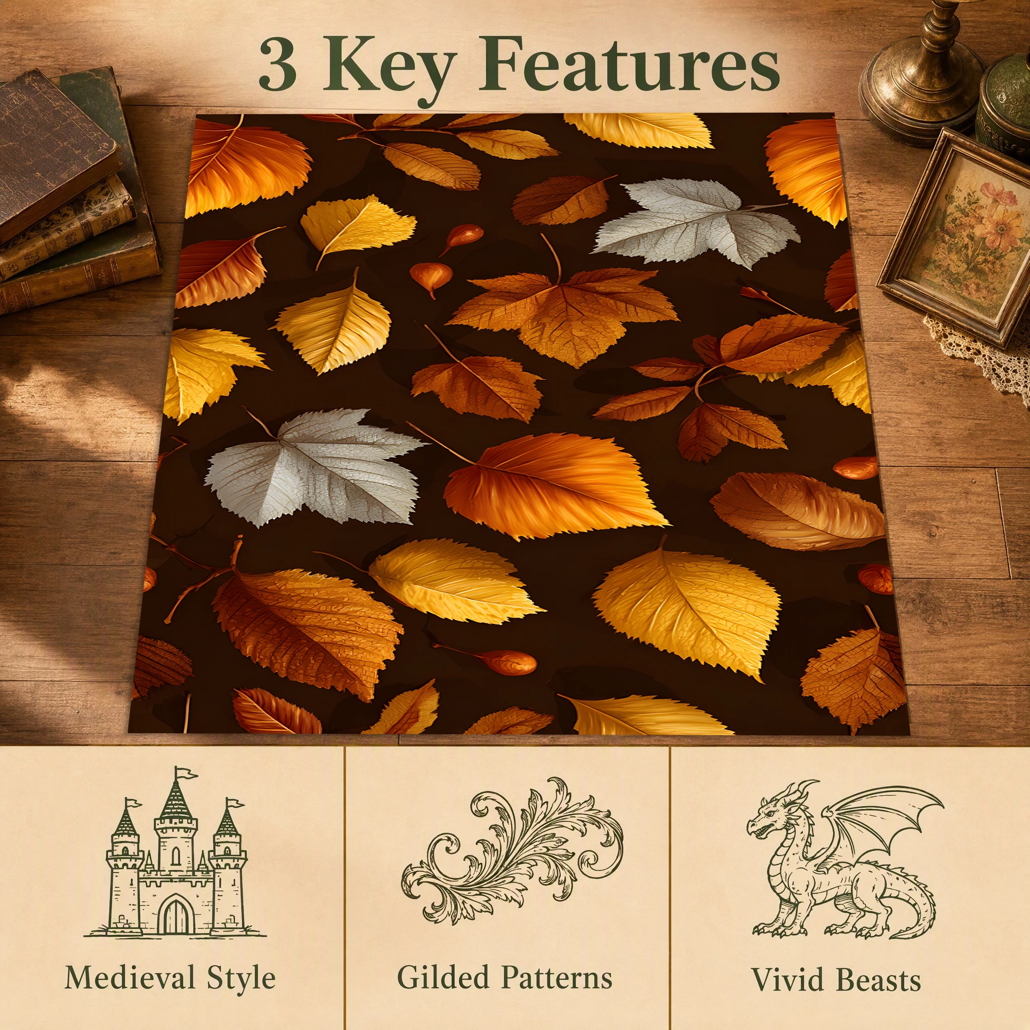 Autumn Leaf Prints Create a Warm and Cozy Atmosphere for the Living Room, Bedroom, and Entryway A Velvet Rug for Autumn and Winter Adds a Strong Harvest Feel.