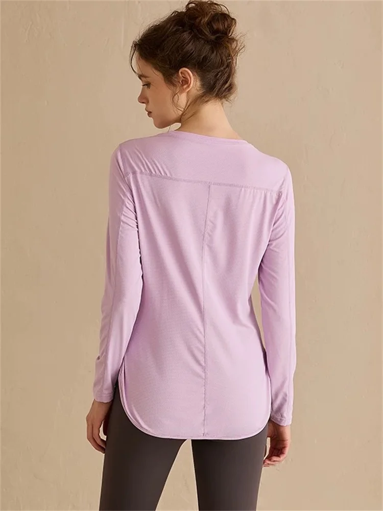 

Женская спортивная футболка для йоги, свободного кроя, быстросохнущая, осенне-зимняя, новинка, оригинальный дизайн, прямой крой