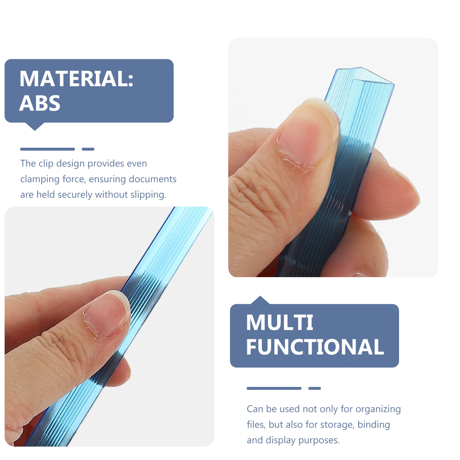 

10pcs A4 Transparent Blue Pull Rod Clips Document Folder Large Capacity Strong Clamping ABS Material Slide Binders