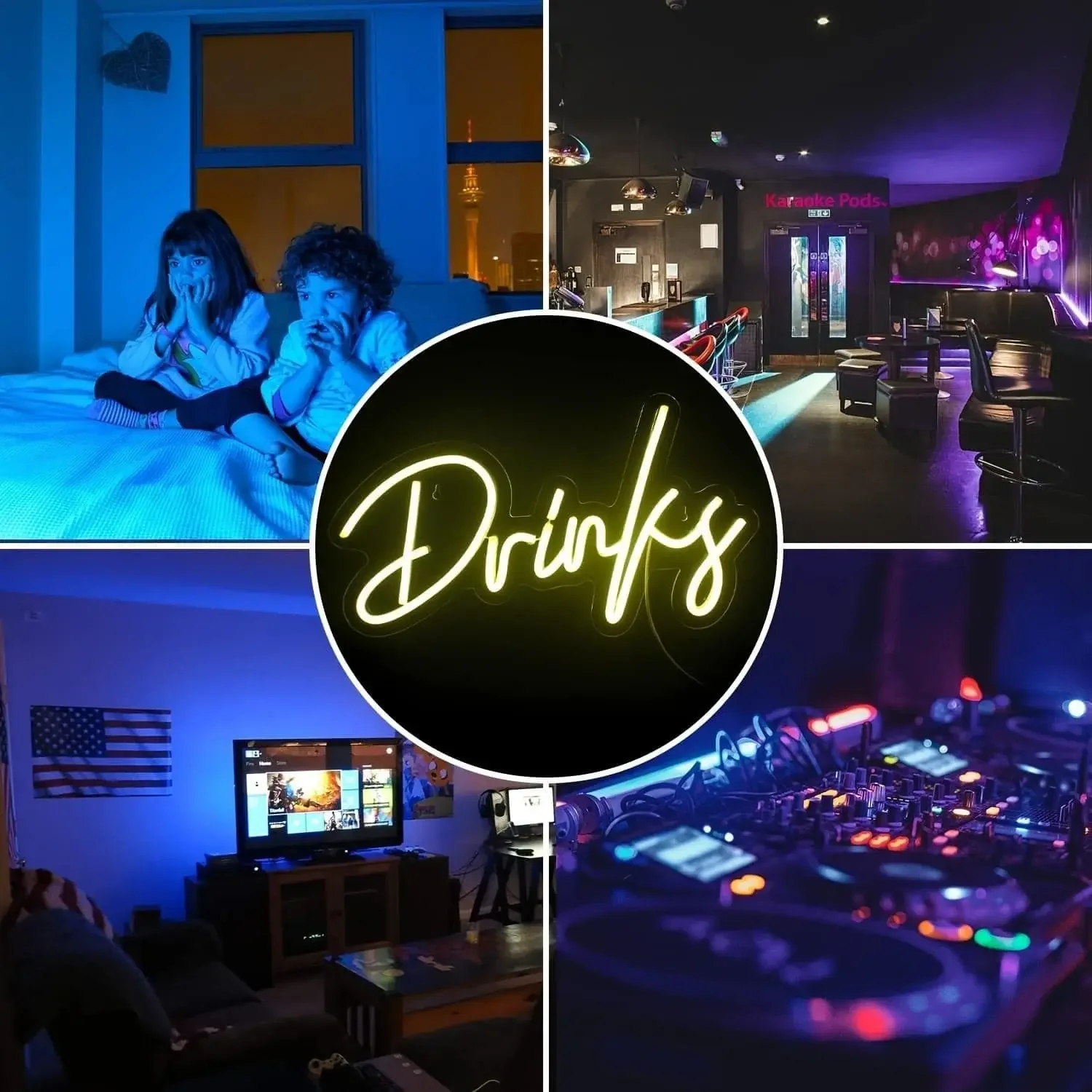 따뜻한 흰색 네온 조명 음료, 네온 바 표지판, 십대 소년 방 침실 레스토랑 바 호텔 조명 벽 장식