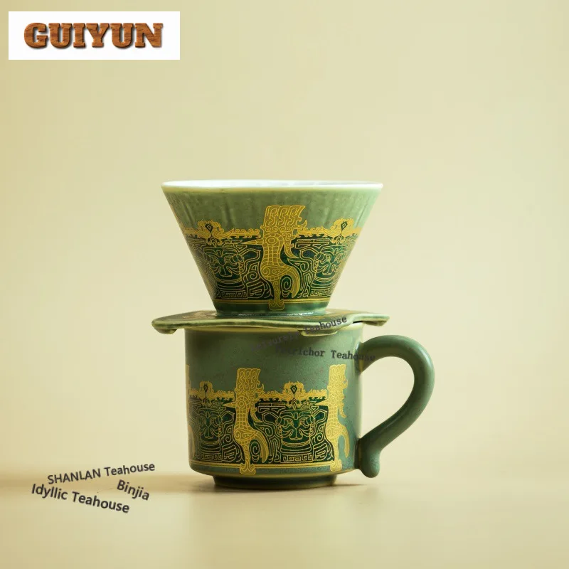 Sanxingdui Creative Manual Coffee Filter Cup Household Drip Bag Coffee Filter Appliance Ceramic V-shaped Funnel Leach Drip Type