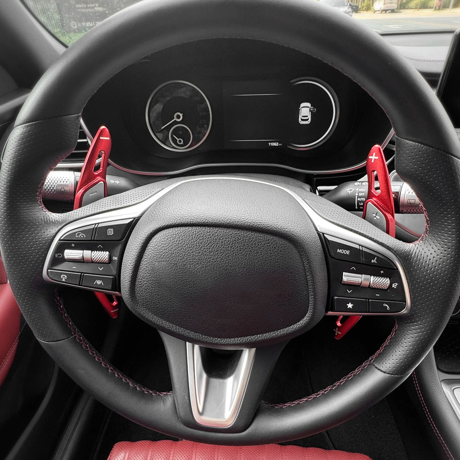 

For Genesis G70 2017-2023 Steering Wheel Shift Paddle Wheel Shifter Extension Styling Aluminum Red Silver