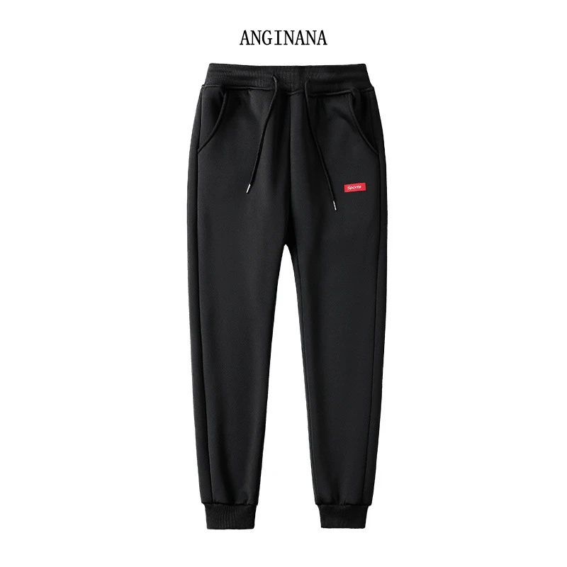 Winter large size 7XL 120KG women\'s trousers brushed warm big size 5XL 6XL large stretch loose black trousers sports 46 48 50