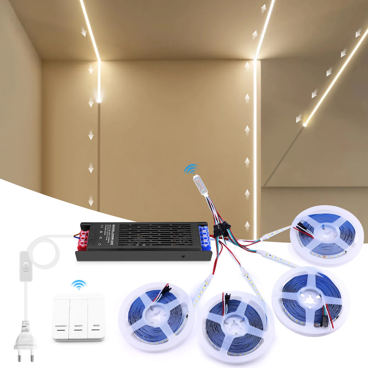4/3/1-in-1 WS2811 Flexible LED Strip Grille Wood Board Wall Decoration Light Smart Running Water Flow Chasing Diode Ribbon Tape