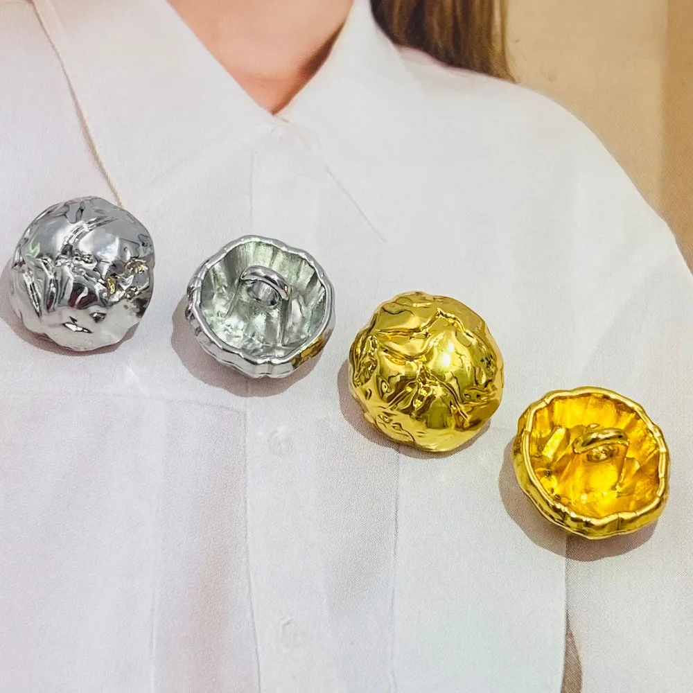 

10pcs Beautiful Gold Color Buttons 11mm/15mm/20mm Irregular Shaped Metal Shank Buttons Clothing Accessories