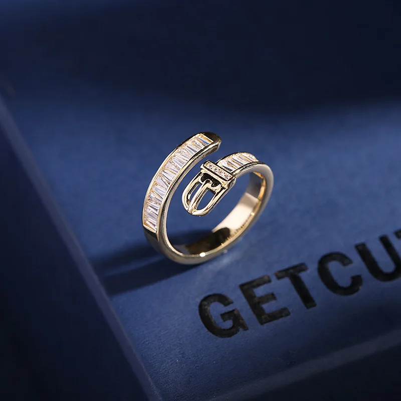 Регулируемое открывающееся кольцо, модное шарнирное кольцо в корейском стиле, креативный дизайн, персонализированное кольцо с пряжкой ремня