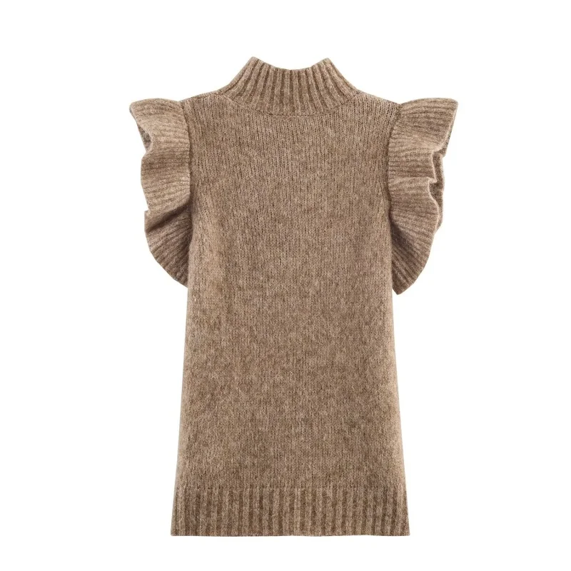 

Autumn O-neck Sleeveless Layered Decoration Knitted Vest Style Tops Women Vintage Pullover Sweater Female Casual Chic Wear 2025