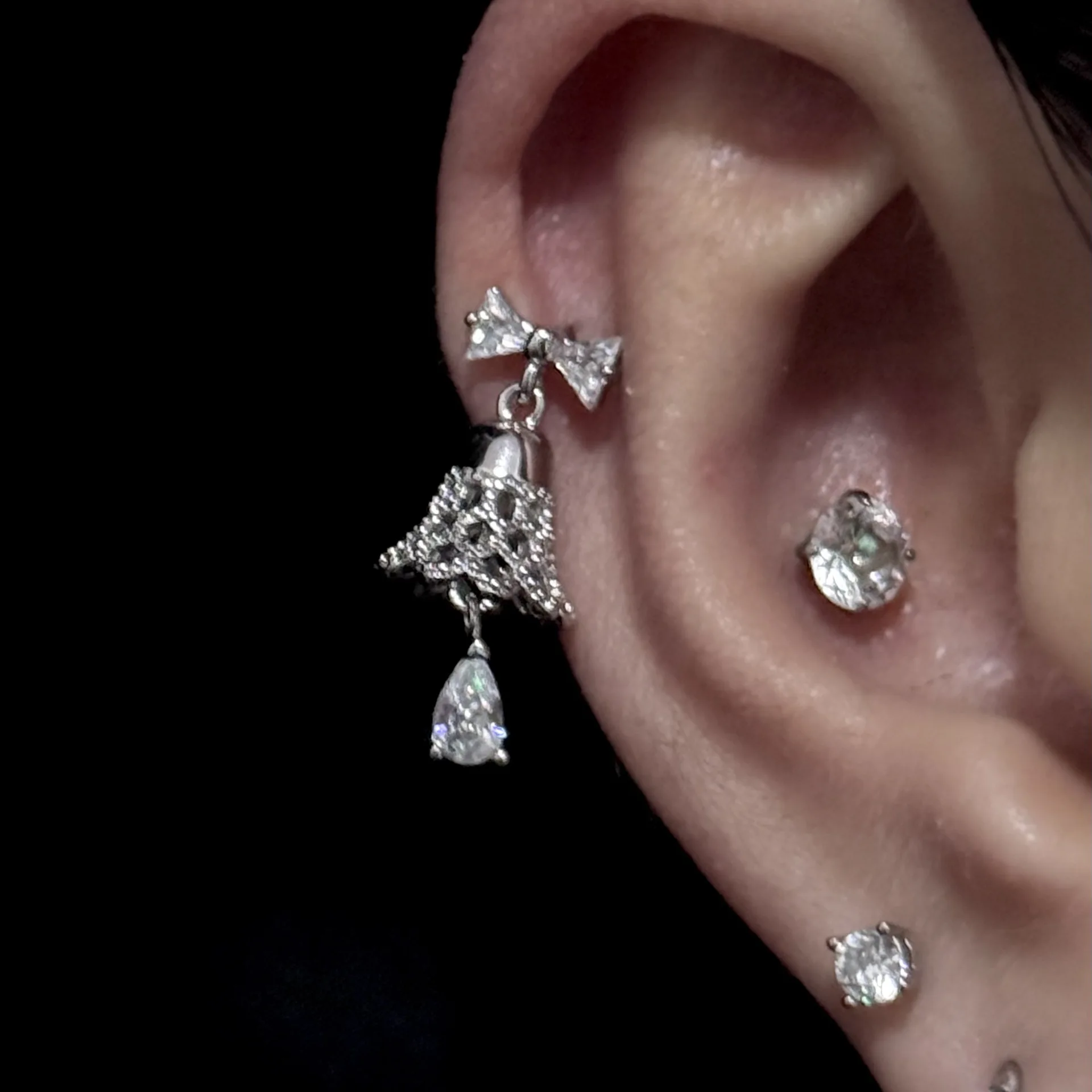 

Bow lace bell water drop earrings exquisite Christmas sweet stud earrings for women