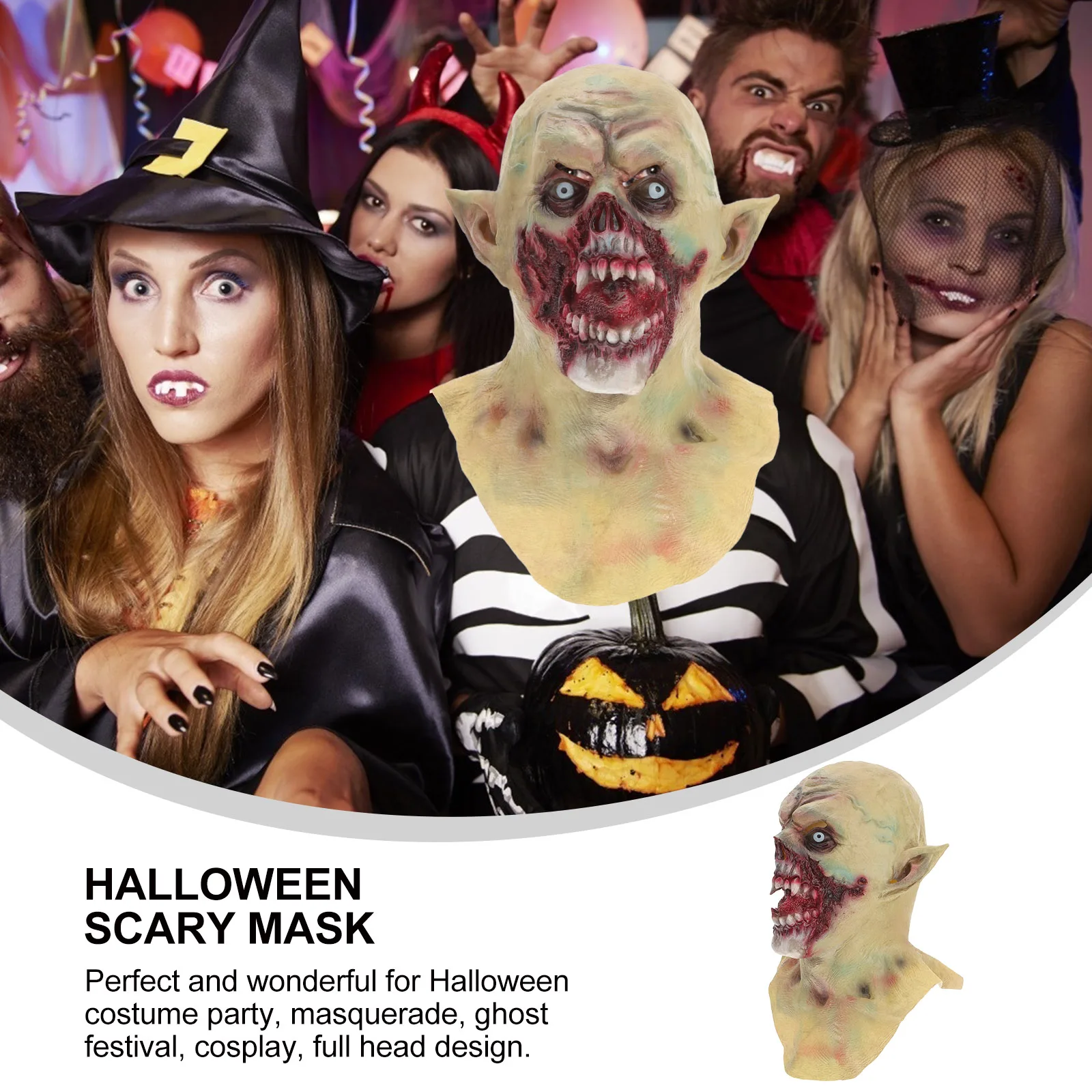 Masque effrayant d'halloween en Latex sans odeur, masque effrayant à tête complète, accessoires de fête de mascarade, jouets de beauté pour adultes