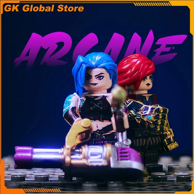 5cm LOL Game Figure Jinx The Revered Inventor Viktor Peripheral PVC Model Assembling Building Blocks Desktop Festival Gift