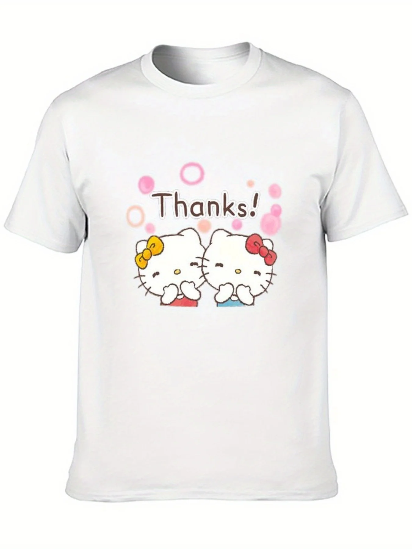 

Hello Kitty Graphic Printing Summer Autumn Winter Cotton Men's and Women's T-Shirts Short Sleeves Luxury Outdoor Sports
