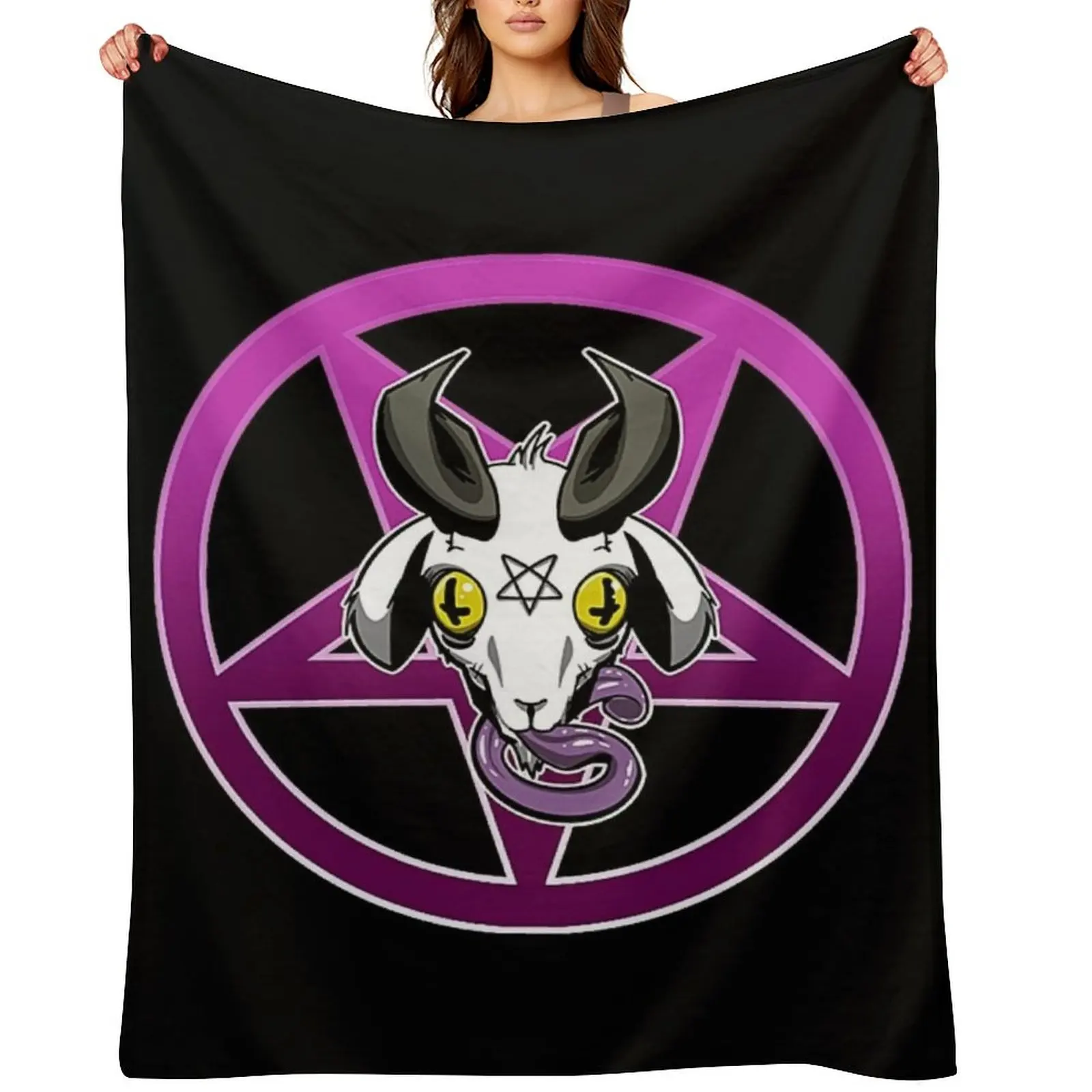 

The Pentagram GOAT Pink T-Shirt Throw Blanket Cute cosplay anime Beach Polar Blankets