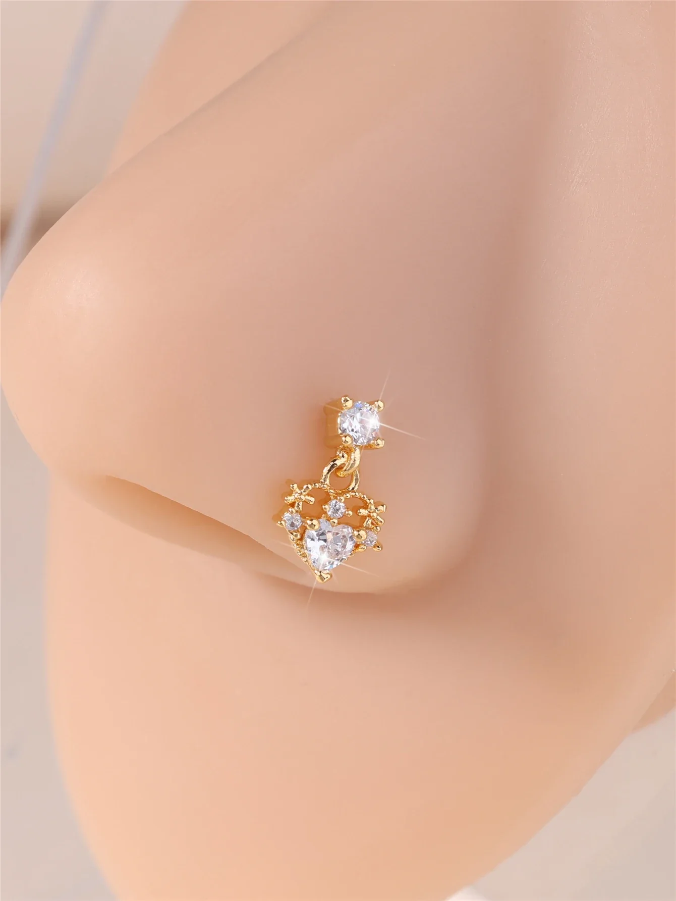 رقيقة استرخى الأنف ترصيع صغيرة الوردي تشيكوسلوفاكيا القلب سحر استرخى الأنف العظام للنساء فتاة لطيف الأنف ثقب المجوهرات مجوهرات الأنف 24 جرام #1