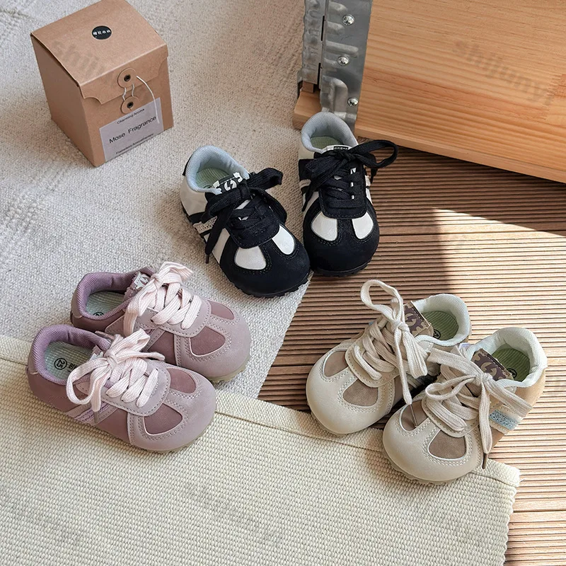 

Children's Sneakers Autumn New Boys' Lightweight Comfort Non Slip Running Shoes Fashion Cross Tied Soft Sole Girls' Casual Shoes