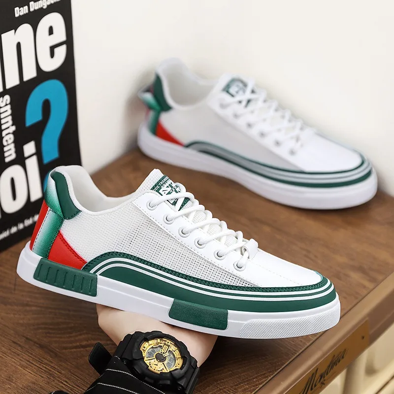 

Летние легкие сетчатые дышащие кроссовки, мужская обувь для скейтборда на плоской подошве, лоферы, уличная полая повседневная прогулочная обувь Tenis Masculino