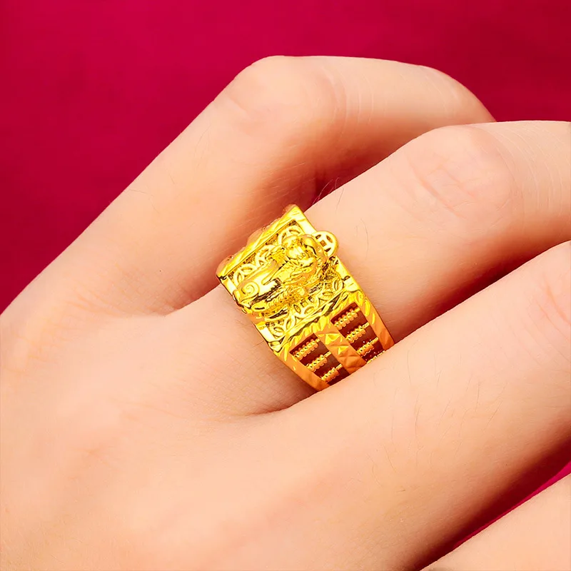 Pixiu Open Ring Men's 24K Gold AU999 - Adjustable open design pixiu ring, easy to resize flexibly, fits all finger sizes perfect