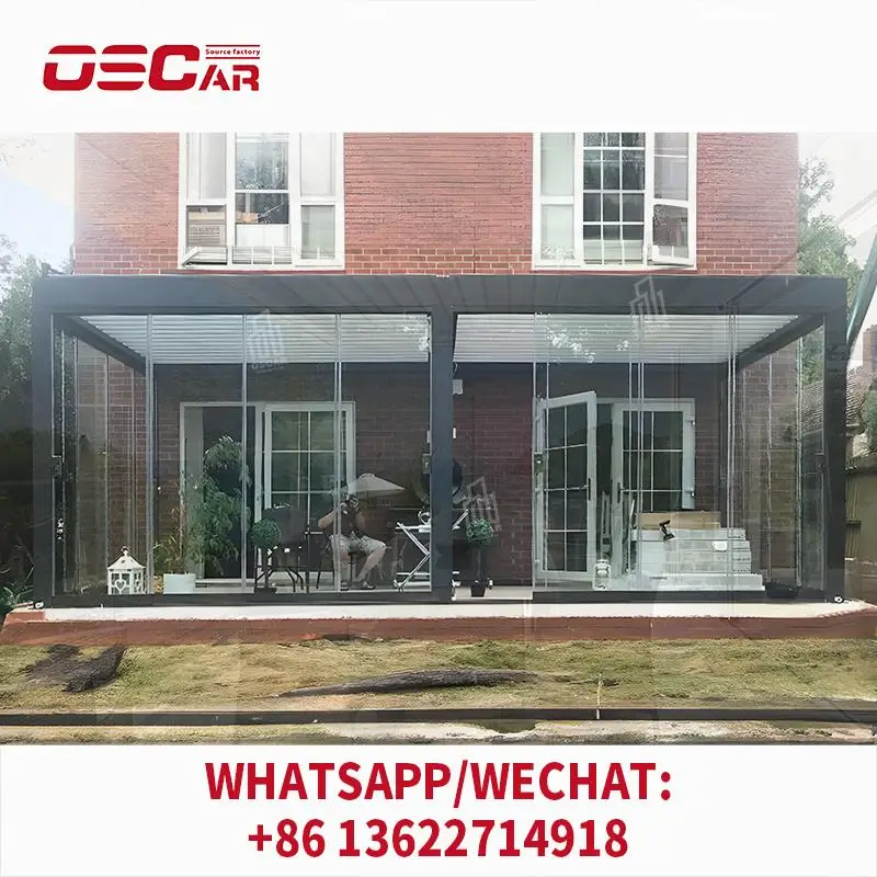 

Electrical Opening Louvre Roof Outdoor Aluminum Pavilion 3x3 for Patio Garden Porch Relax Enjoyment Space pergolas