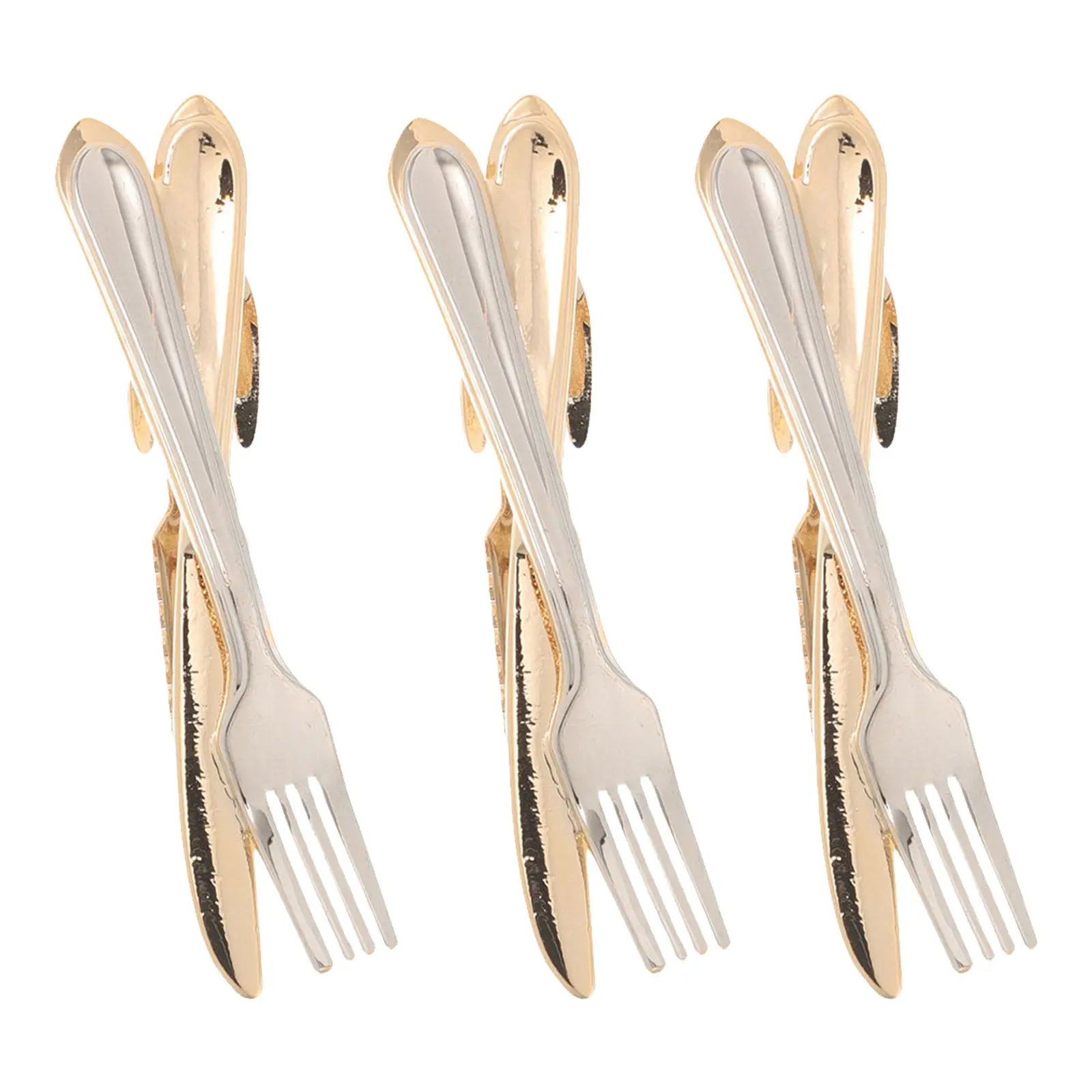 3Pcs Mens Tie Clips Copper Fork Knife Necktie Holder 1.97 Inch Wedding Business Suit Tie Clip Secure Grip Groomsmen Accessory