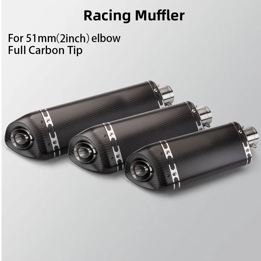 

51mm (2inch) Racing Universal Motorcycle Exhaust Muffler For GSX250R R3 R7 S1000RR Z400 Z900 MT15 Duke250 CBR650 R1 XMAX PCX125