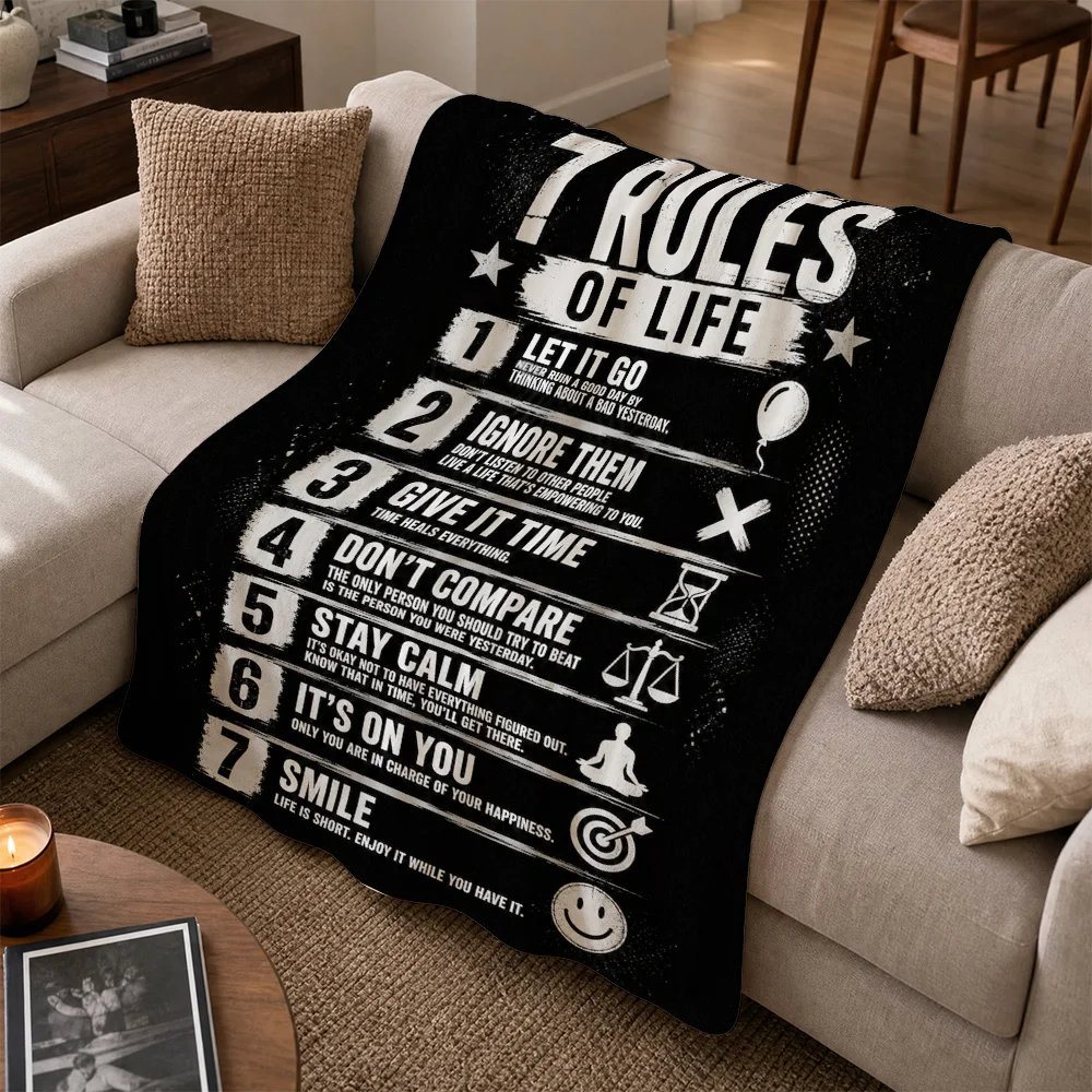 Decorative Throw Blanket Couch Throw Motivational Quote Wrap Sofa Decor Boho Gift Plush Fleece Keepsake for Living Room Home Coz